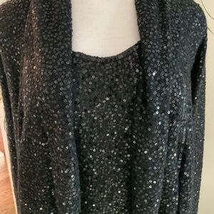 Donna Karan Collection Black Beaded Sweater Ensemble